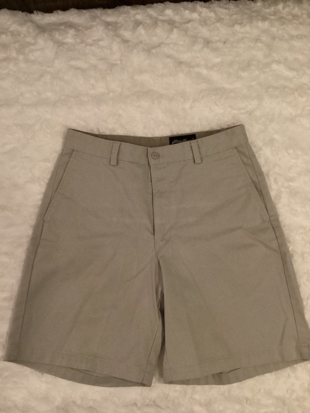 Eddie Bauer Men’s Flat Front Shorts, Khaki, Size 32